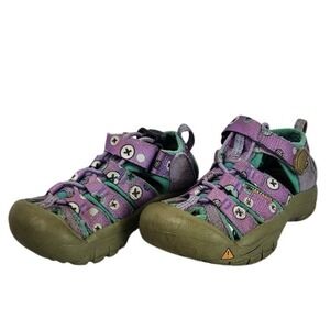 KEEN Kids Water Sandals Purple Teal Button Print Hook and‎ Loop Size 8